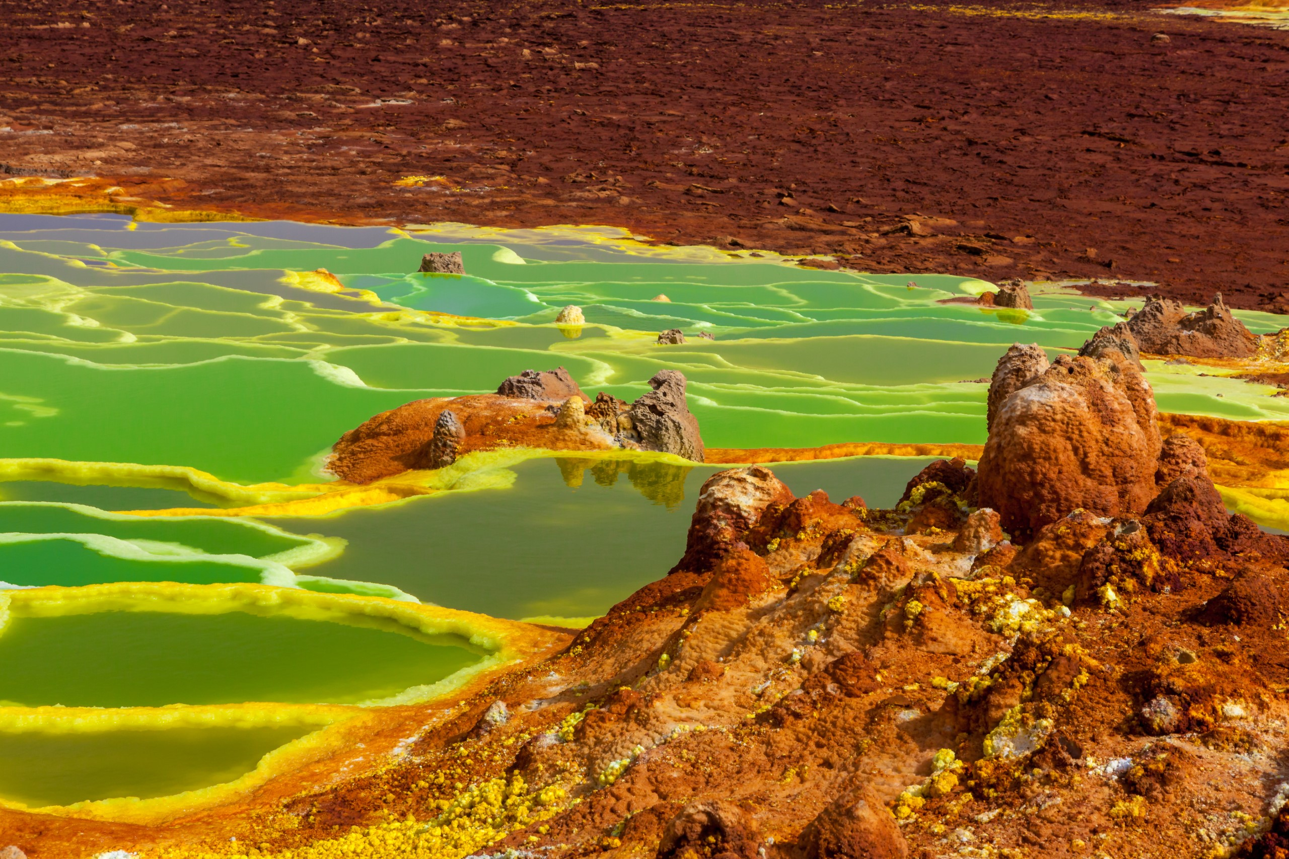 sulfur volcanic pit